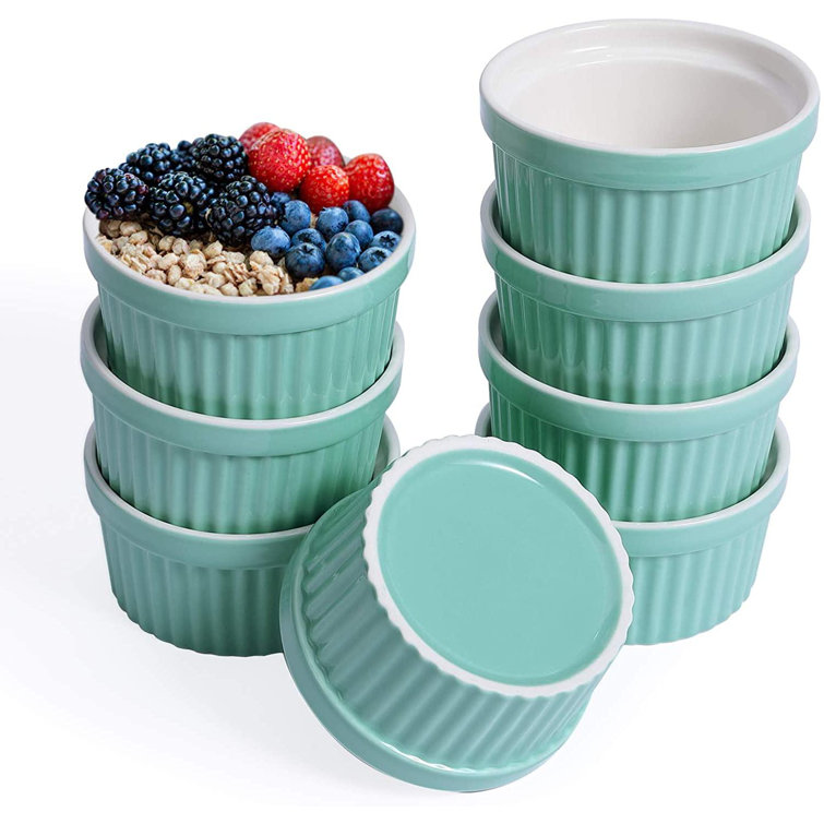 fedigorlocn 4 OZ Ramekins Bowls, Set Of 8 Souffle Dishes Ramekins For Creme Brulee Dishes